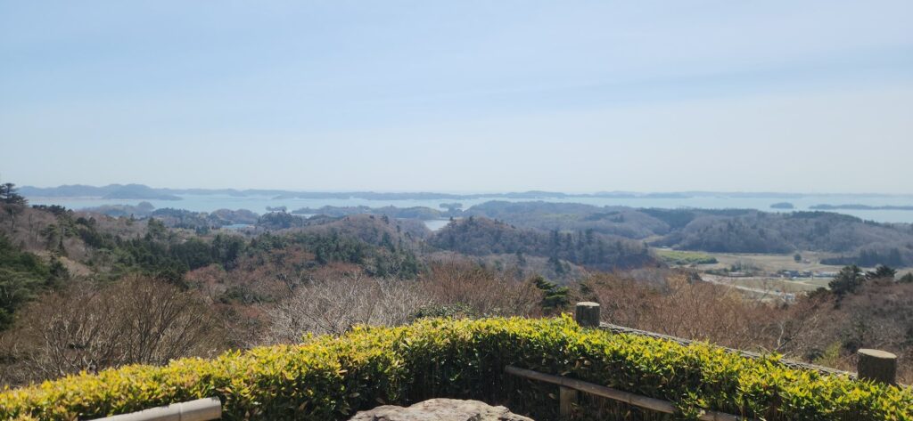Daigyoji Temple garden view over Matsushima Bay from Mount Tomiyama