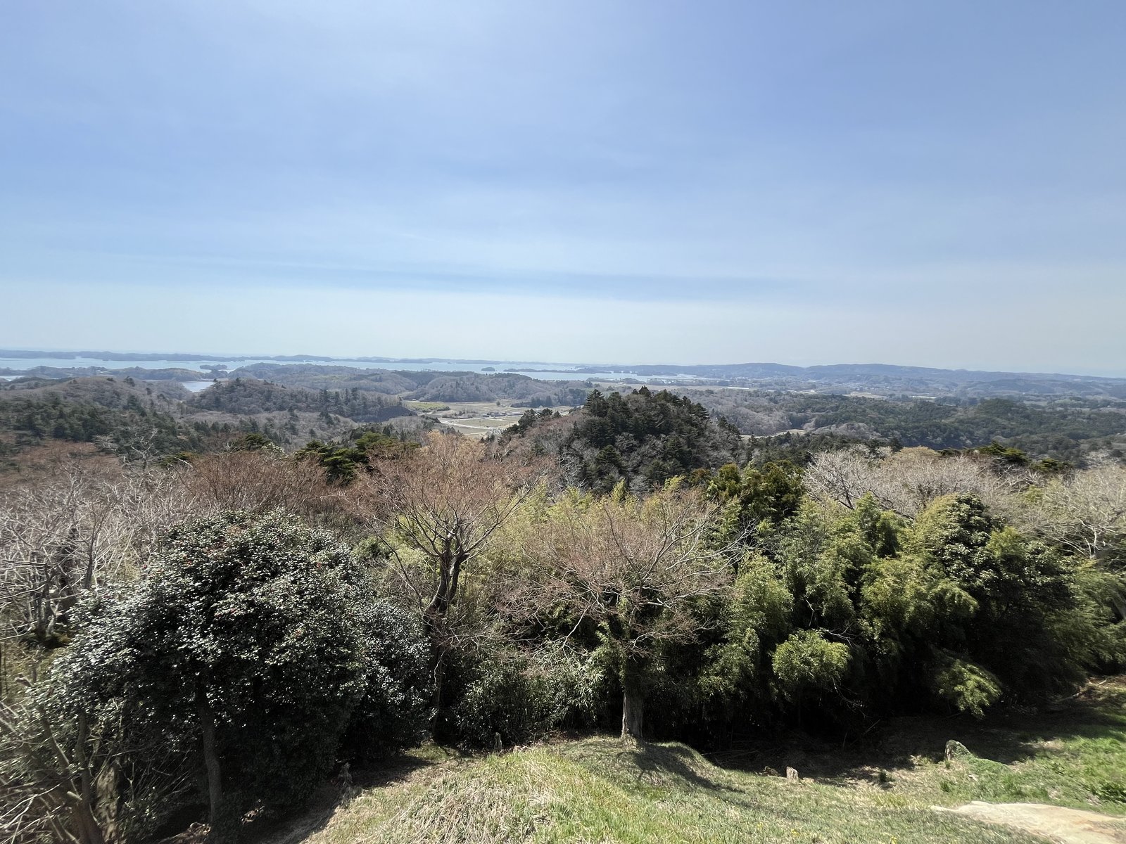 Matsushima Bay shoreline walk with pine-covered islands