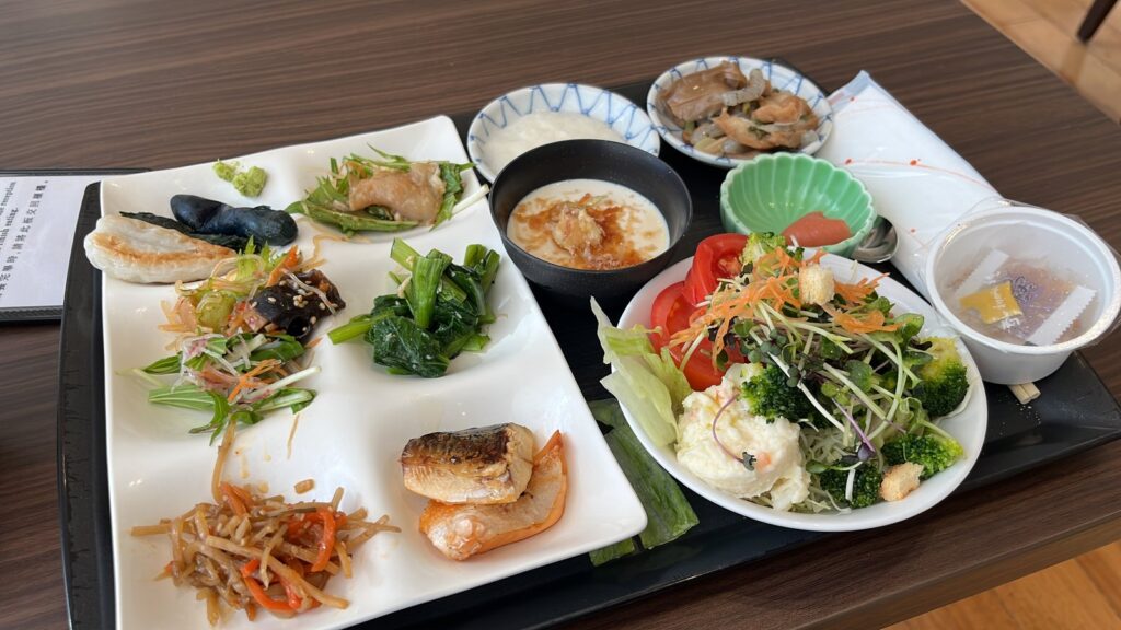 Multi-course kaiseki dinner spread at a Japanese ryokan.
